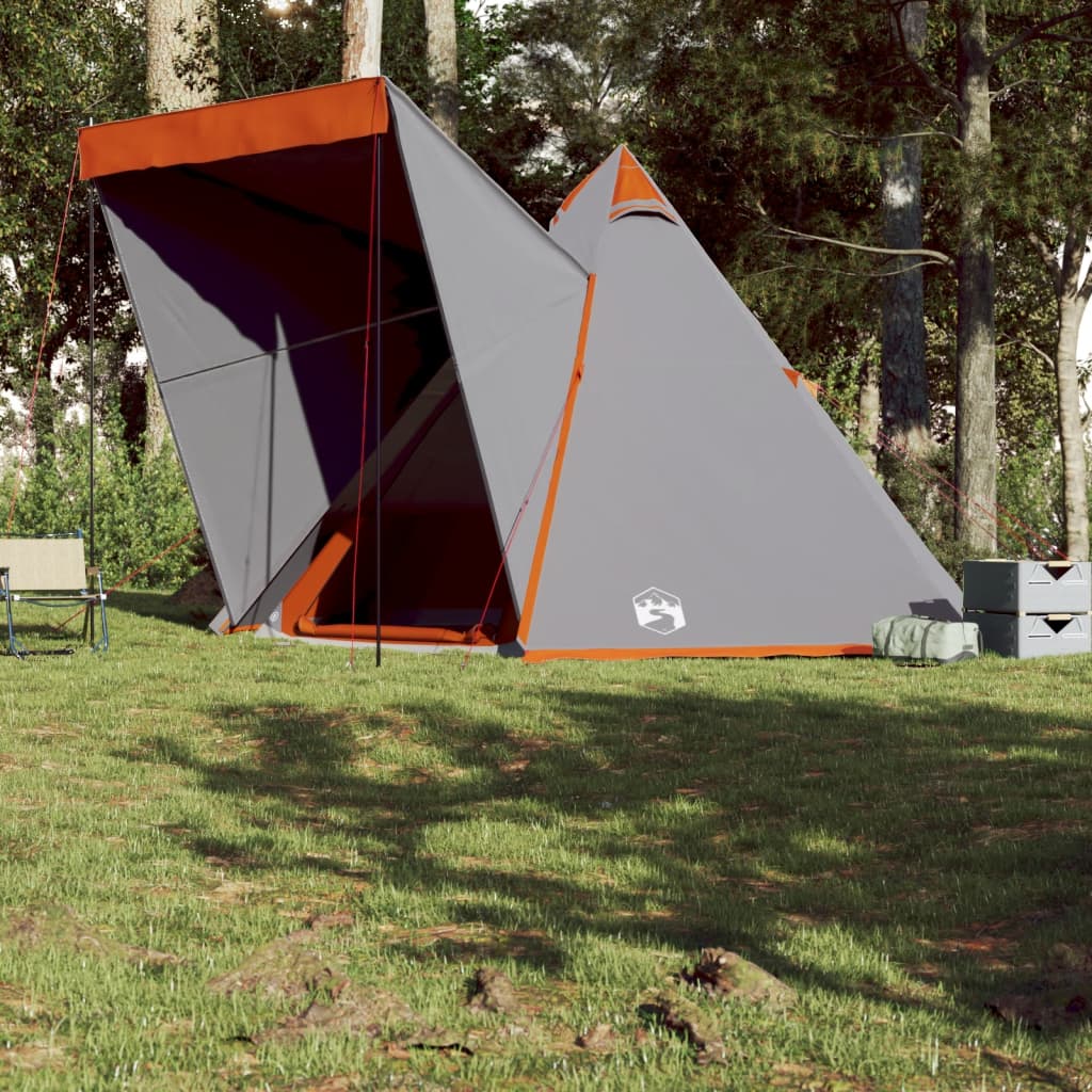 vidaXL Family Tent Tipi 6-Person Grey and orange Waterproof