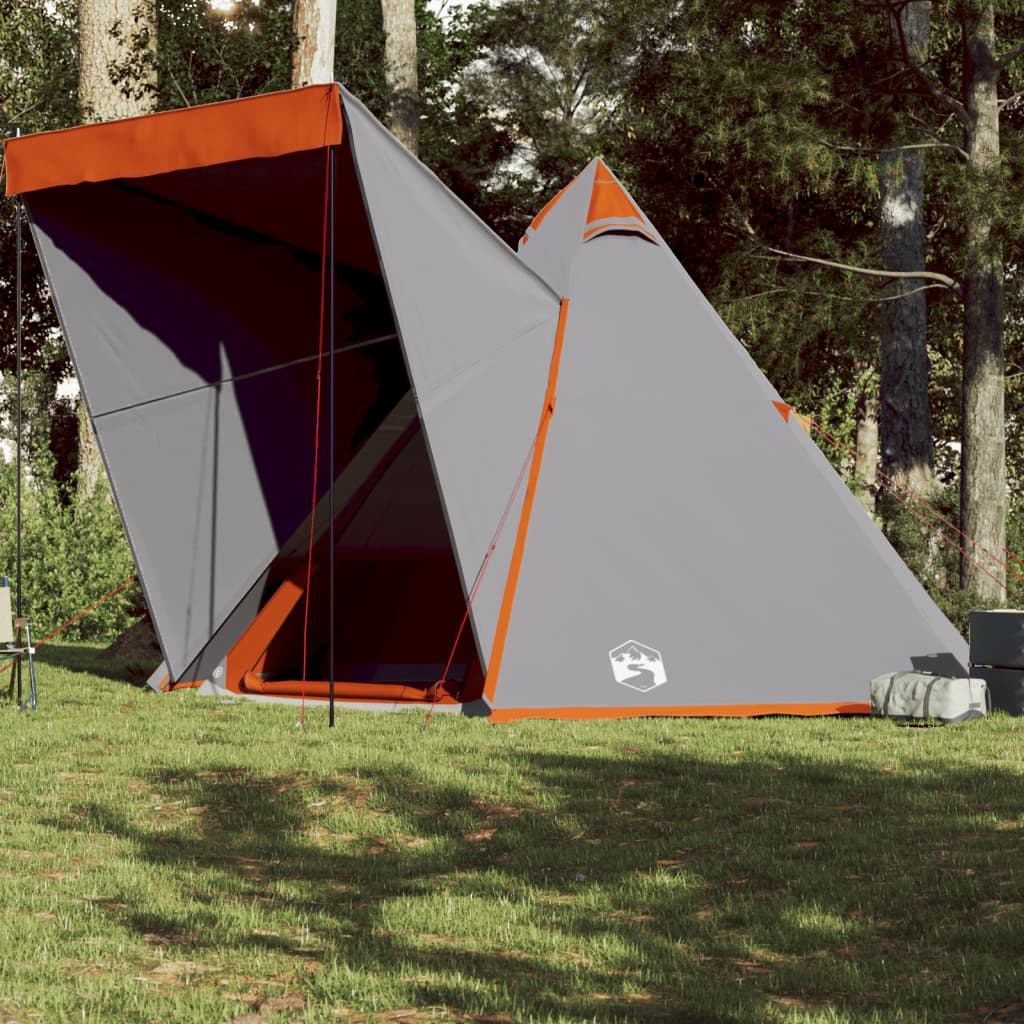 vidaXL Family Tent Tipi 6-Person Grey and orange Waterproof