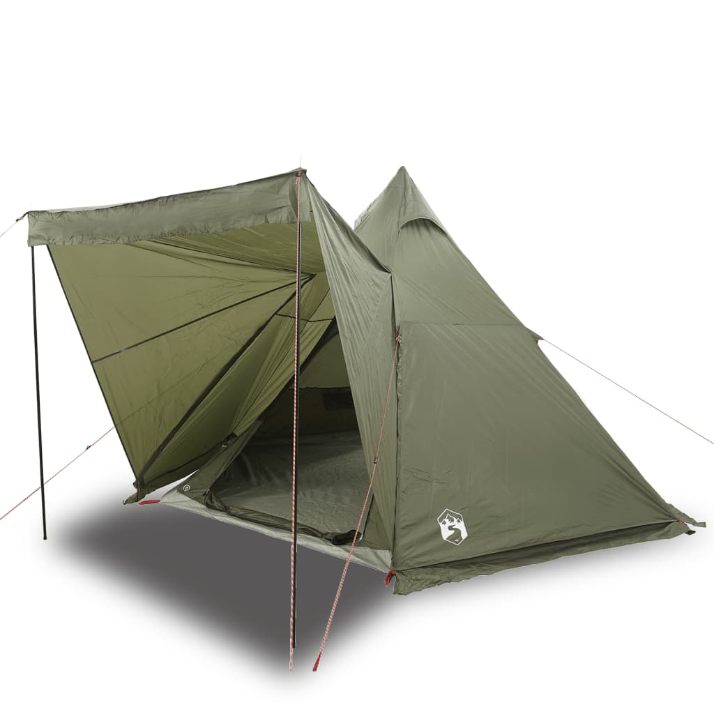 vidaXL Family Tent Tipi 6-Person Olive Green Waterproof