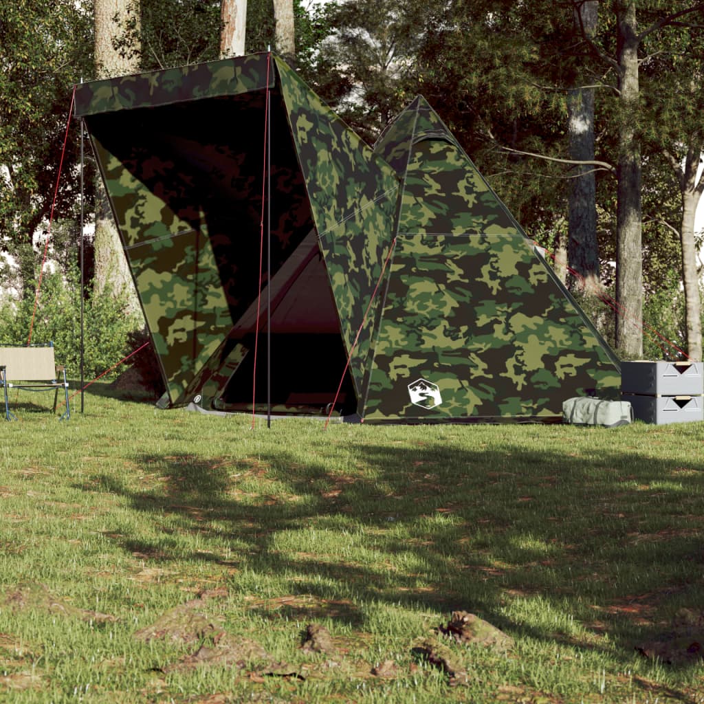 vidaXL Family Tent Tipi 6-Person Camouflage Waterproof