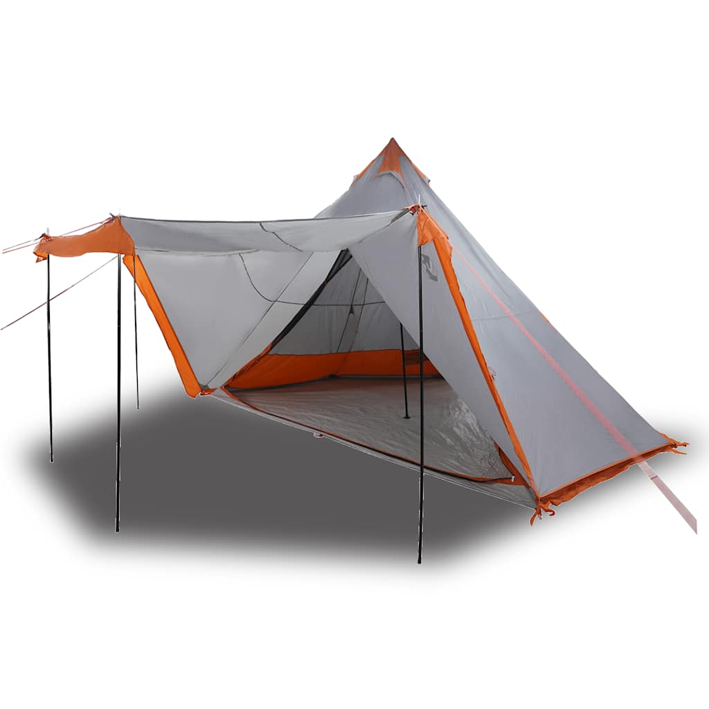 vidaXL Family Tent Tipi 6-Person Grey and Orange Waterproof