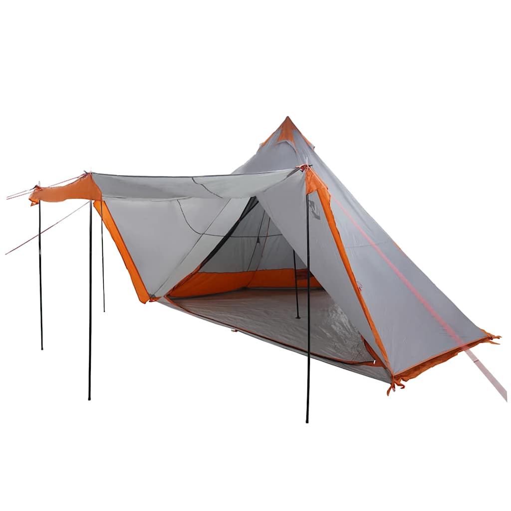 vidaXL Family Tent Tipi 6-Person Grey and Orange Waterproof