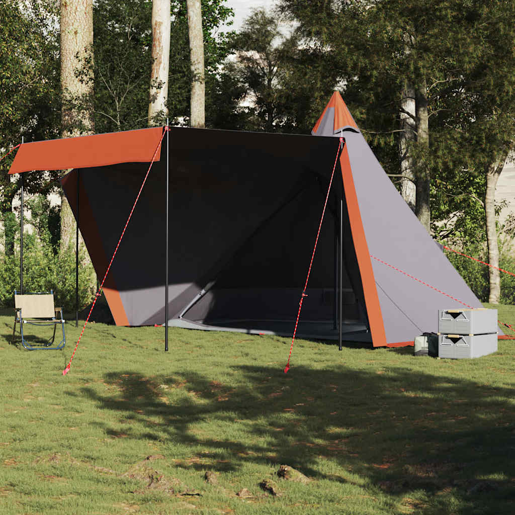 vidaXL Family Tent Tipi 6-Person Grey and Orange Waterproof