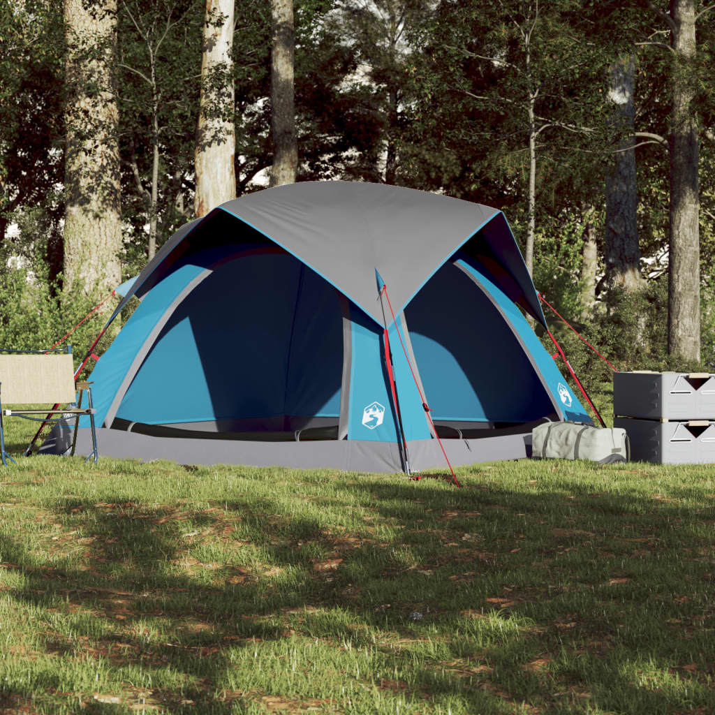 vidaXL Camping Tent Cabin 4-Person Blue Waterproof