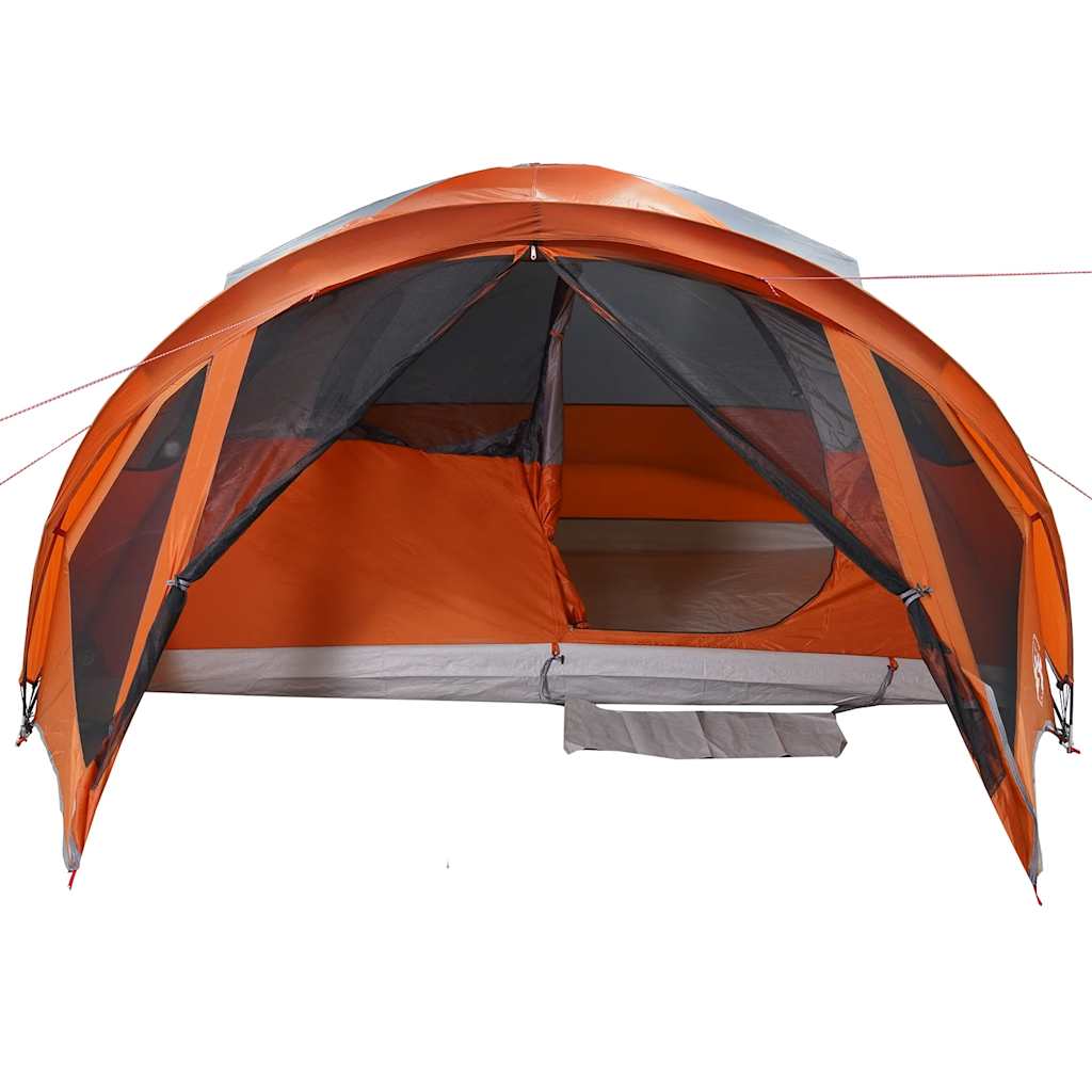 vidaXL Family Tent Tunnel 6-Person Grey and Orange Waterproof