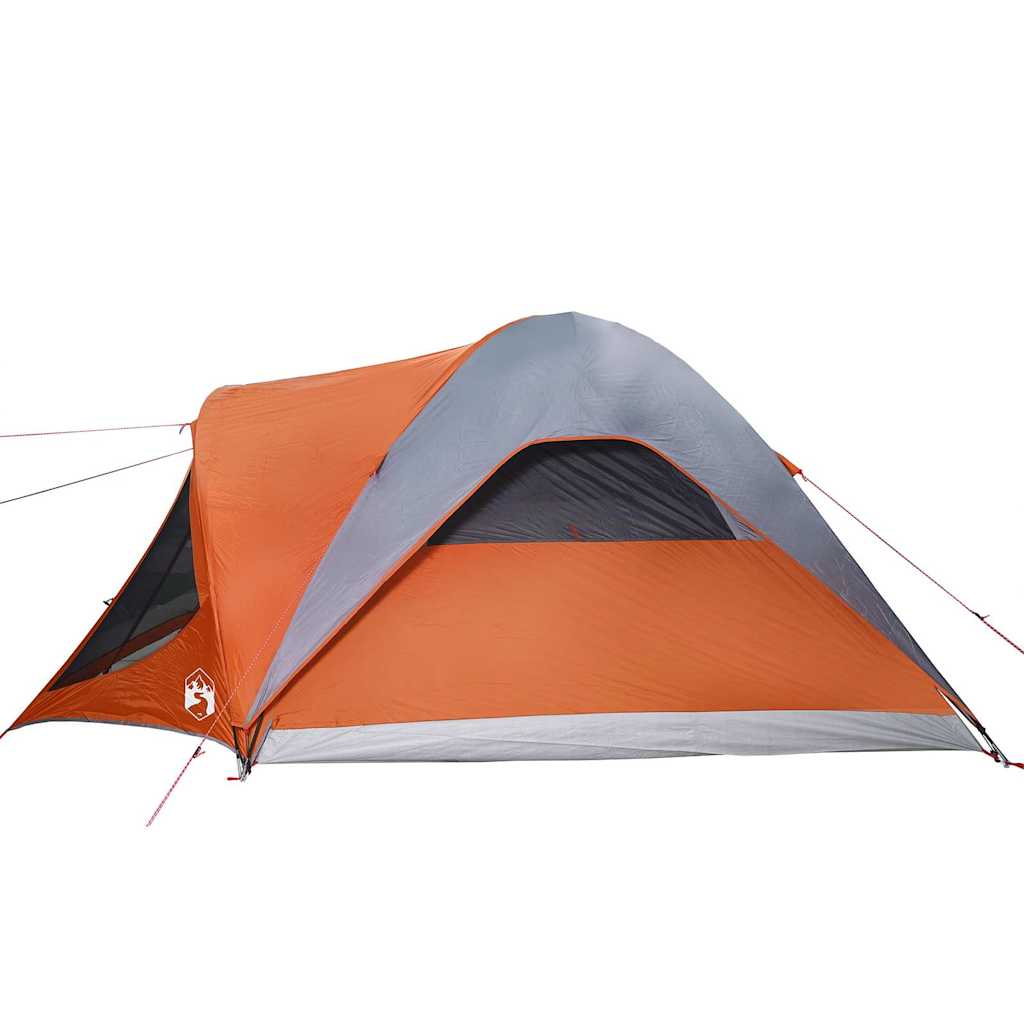 vidaXL Family Tent Tunnel 6-Person Grey and Orange Waterproof