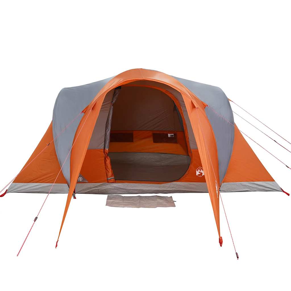 Family Tent Dome 6-Person Grey and Orange Waterproof