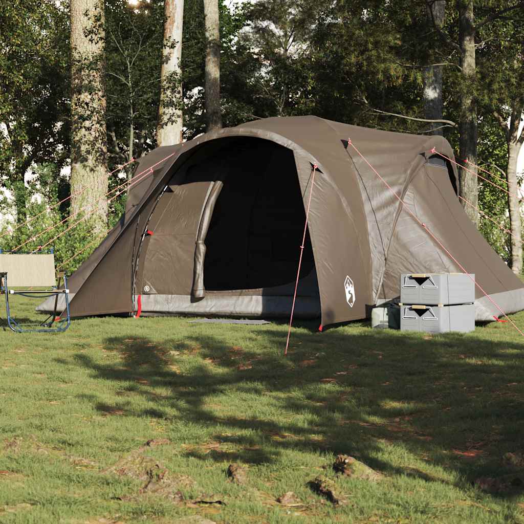 vidaXL Family Tent Dome 6-Person Brown Waterproof