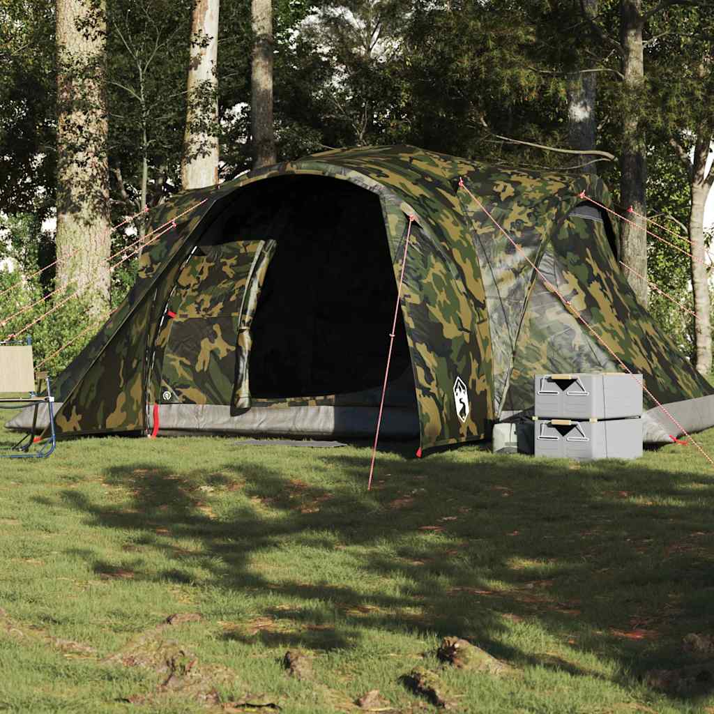 vidaXL Family Tent Dome 6-Person Camouflage Waterproof