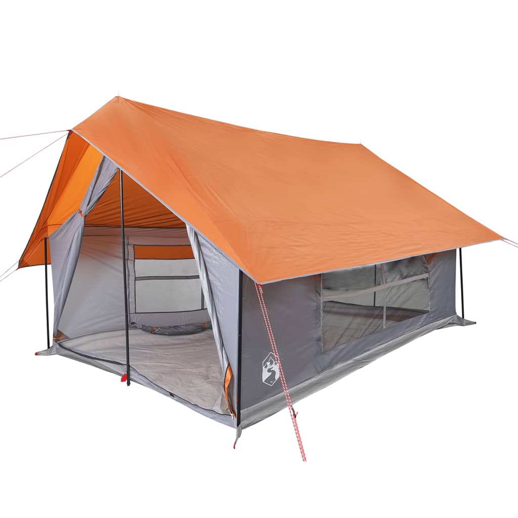 vidaXL Camping Tent 5-Person Grey and Orange Waterproof