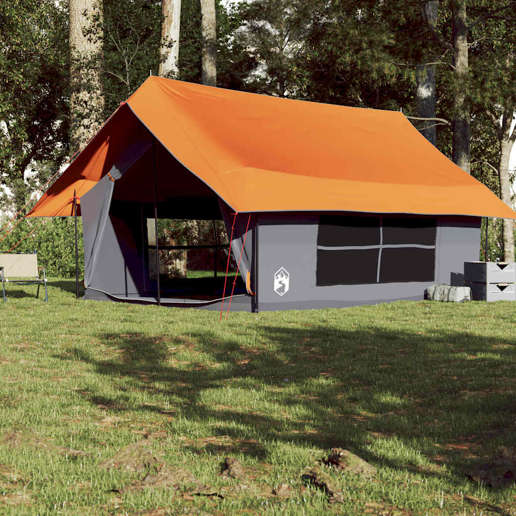 Camping Tent 5-Person Grey and Orange Waterproof