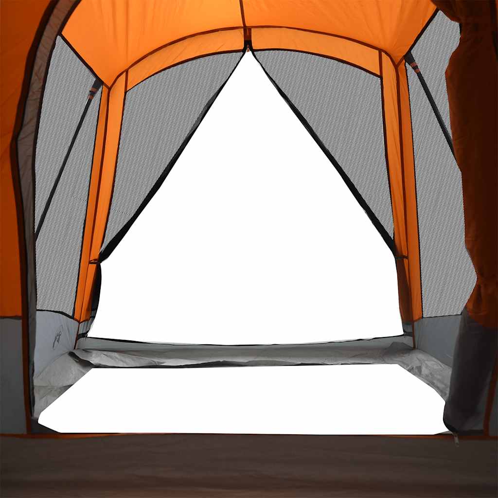 Family Tent Tunnel 8-Person Grey and Orange Waterproof