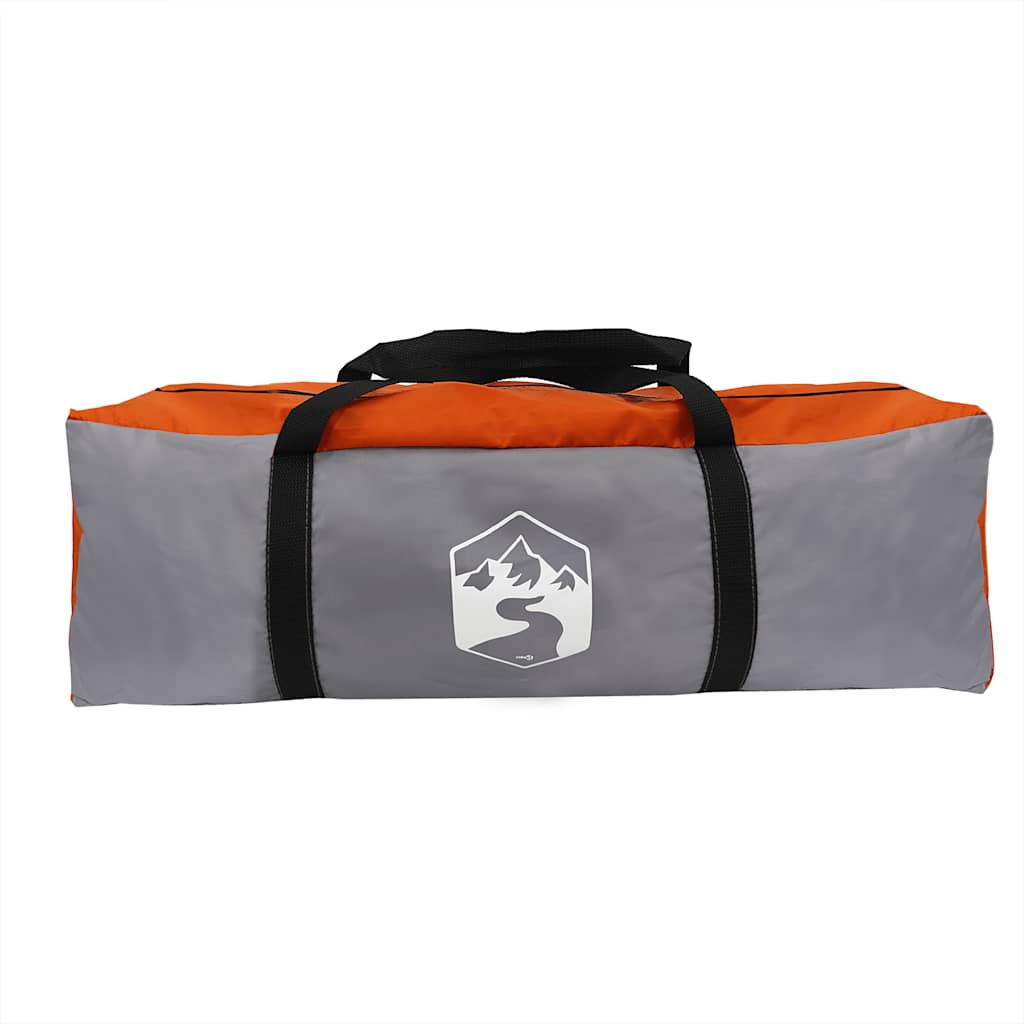 Family Tent Tunnel 8-Person Grey and Orange Waterproof