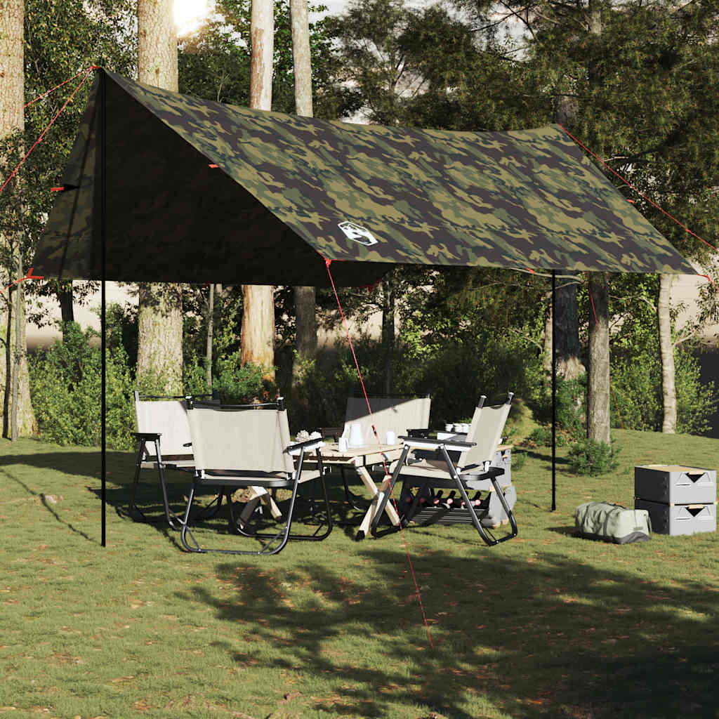 Camping Tarp Camouflage 438x376x212 cm Waterproof