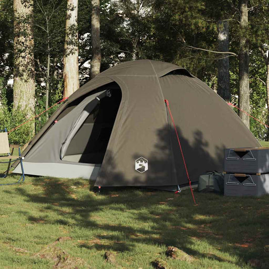 vidaXL Camping Tent Dome 4-Person Brown Waterproof