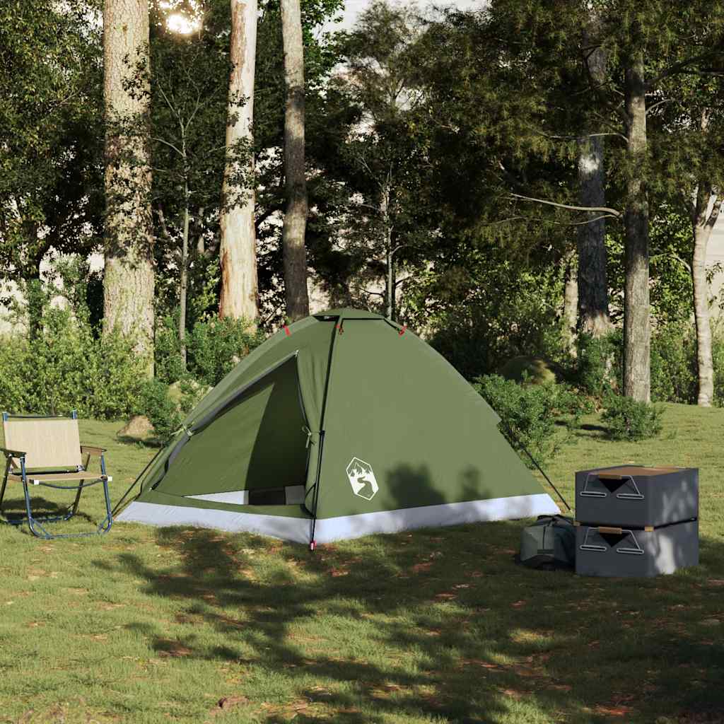 vidaXL Camping Tent Dome 2-Person Olive Green Waterproof