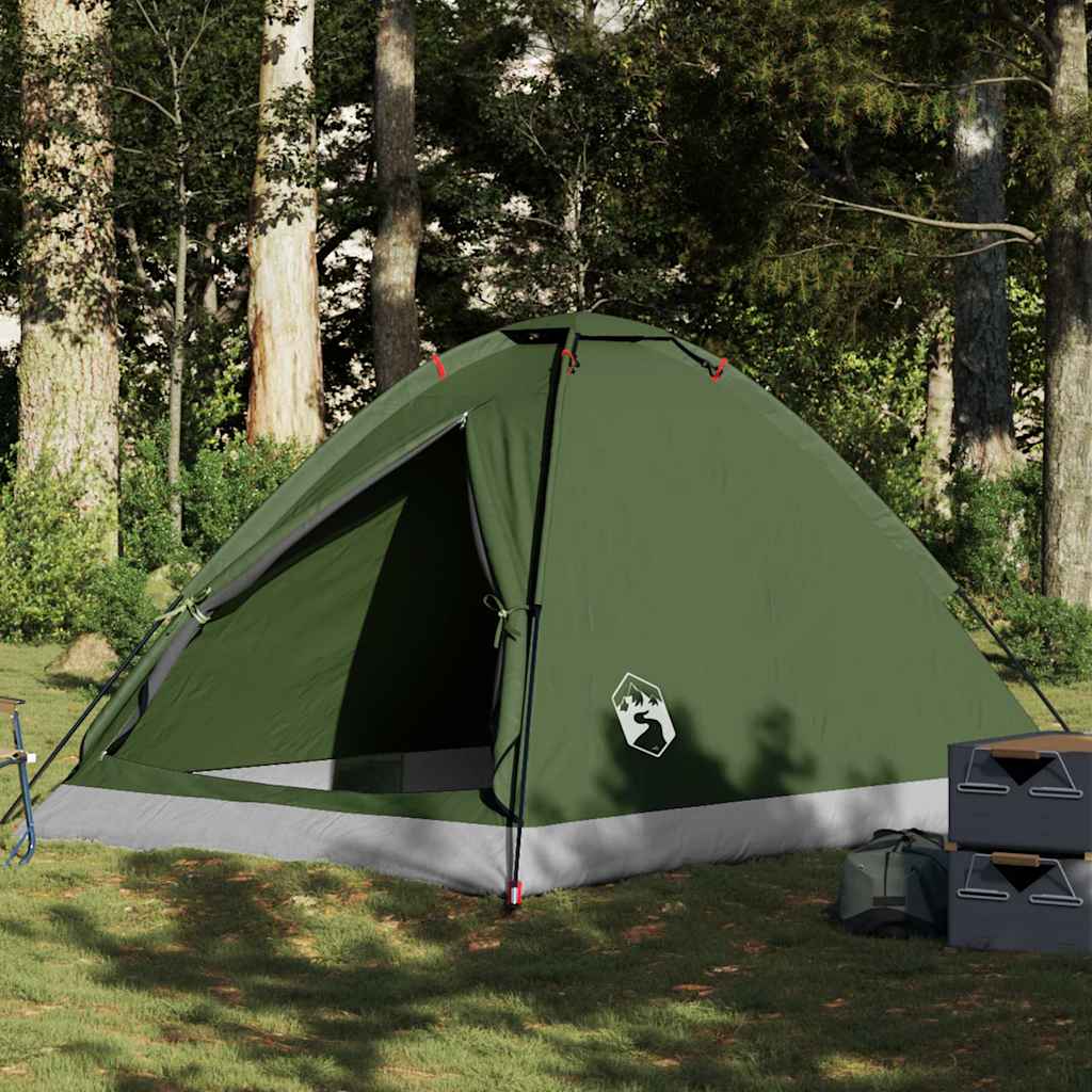 vidaXL Camping Tent Dome 4-Person Olive Green Waterproof