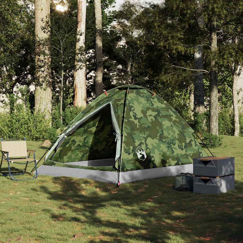 vidaXL Camping Tent Dome 4-Person Camouflage Waterproof