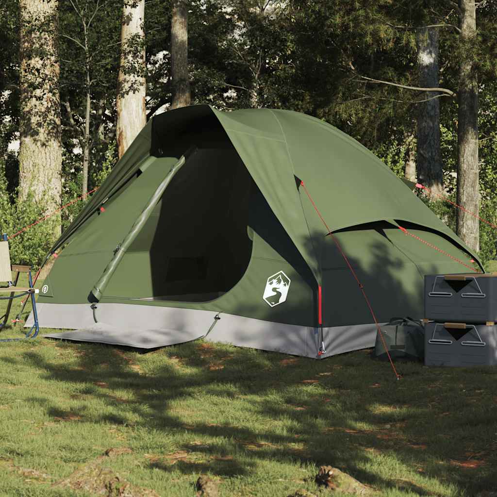 vidaXL Camping Tent Dome 2-Person Olive Green Waterproof