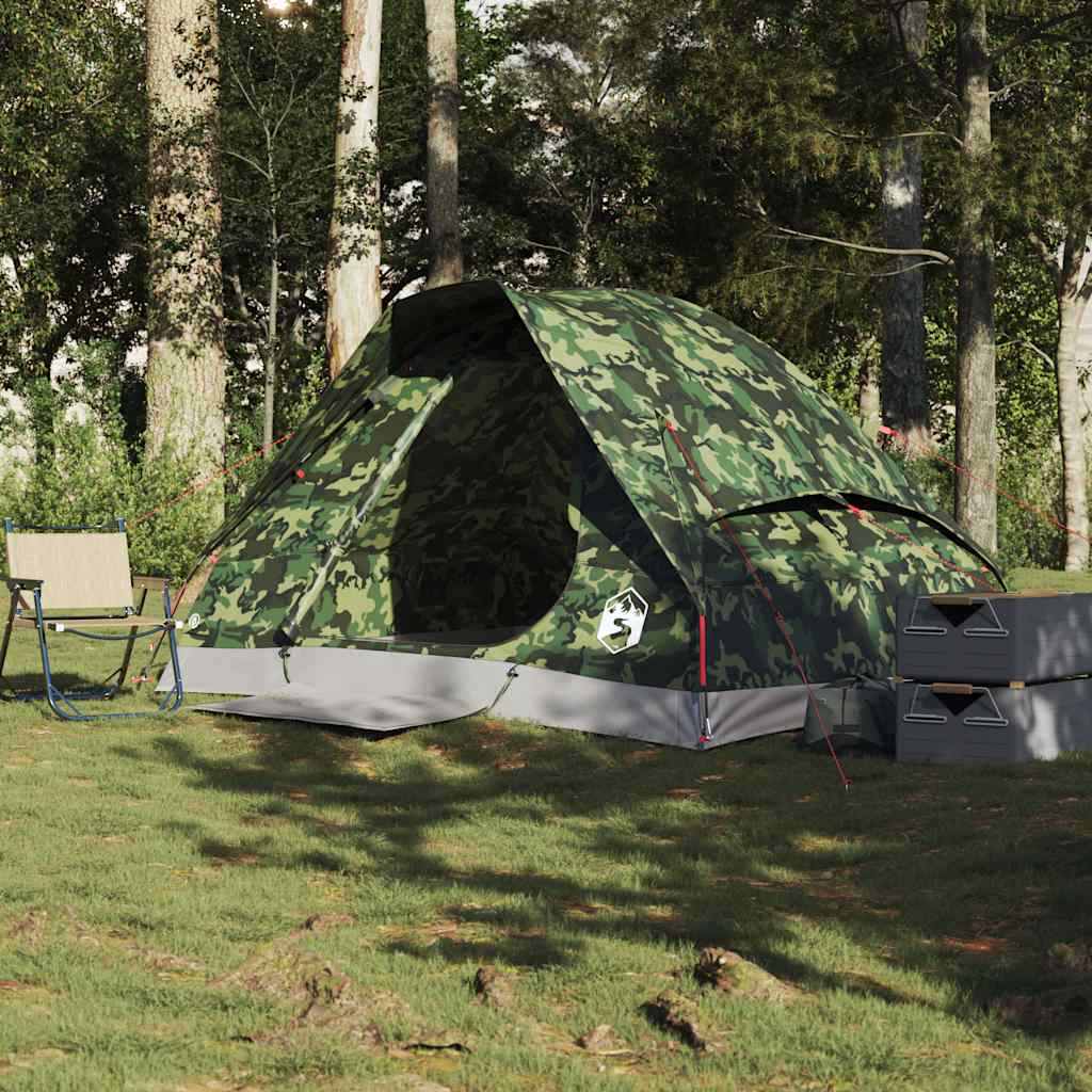 vidaXL Camping Tent Dome 2-Person Camouflage Waterproof