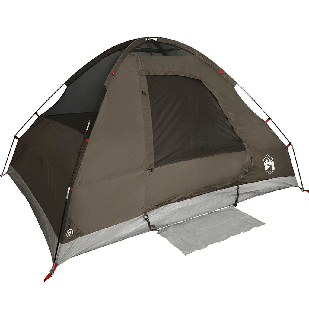 vidaXL Camping Tent Dome 4-Person Brown Waterproof