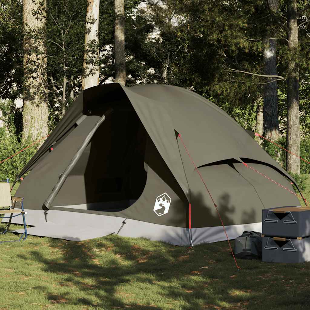 vidaXL Camping Tent Dome 4-Person Brown Waterproof