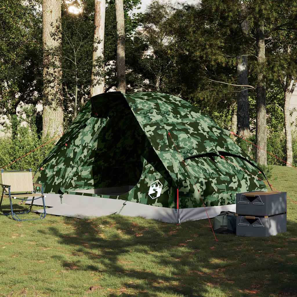 vidaXL Camping Tent Dome 4-Person Camouflage Waterproof