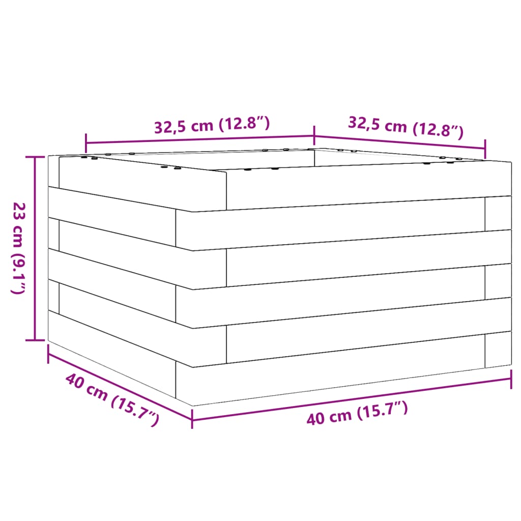 vidaXL Garden Planter Wax Brown 40x40x23 cm Solid Wood Pine