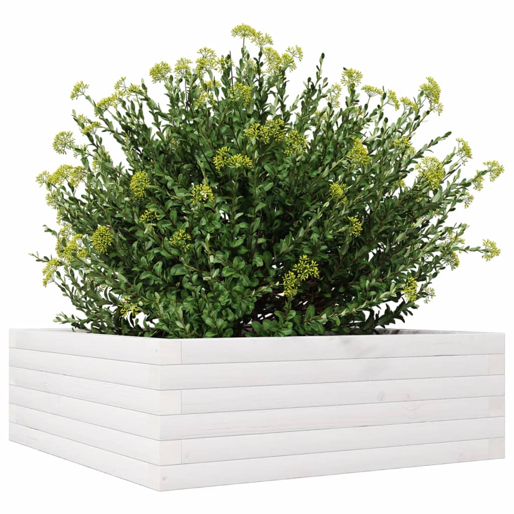 vidaXL Garden Planter White 70x70x23 cm Solid Wood Pine