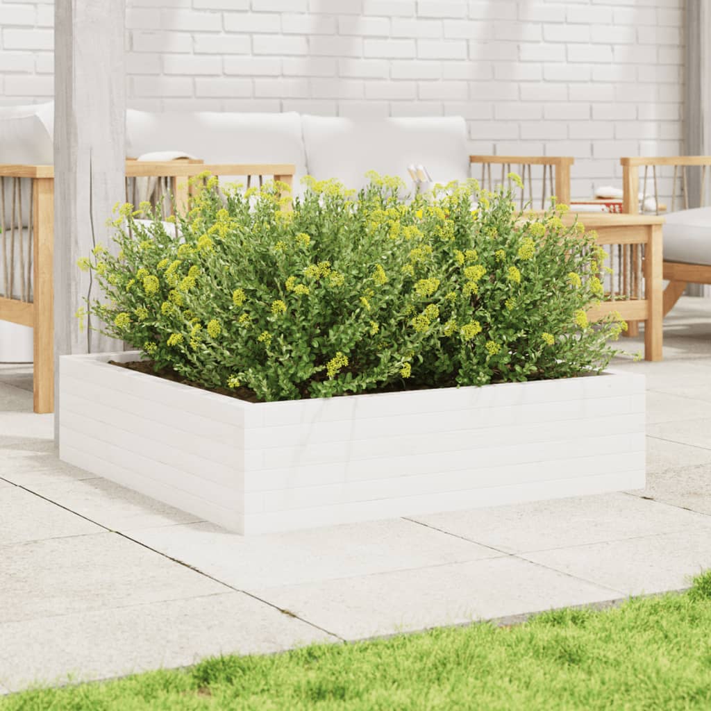 vidaXL Garden Planter White 90x90x23 cm Solid Wood Pine