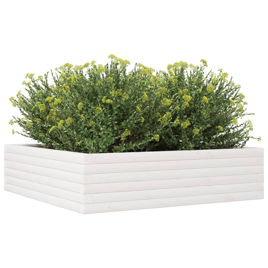 vidaXL Garden Planter White 90x90x23 cm Solid Wood Pine