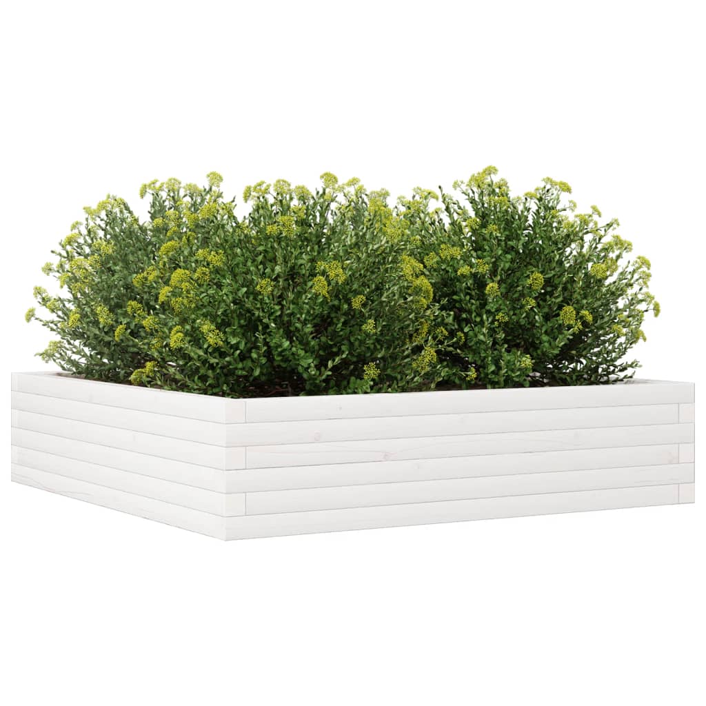 vidaXL Garden Planter White 100x100x23 cm Solid Wood Pine