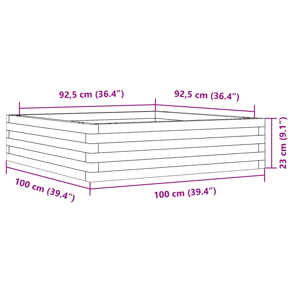 vidaXL Garden Planter White 100x100x23 cm Solid Wood Pine