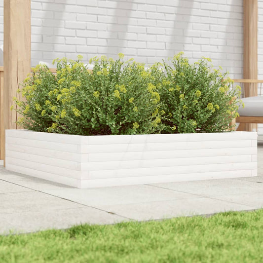 vidaXL Garden Planter White 100x100x23 cm Solid Wood Pine