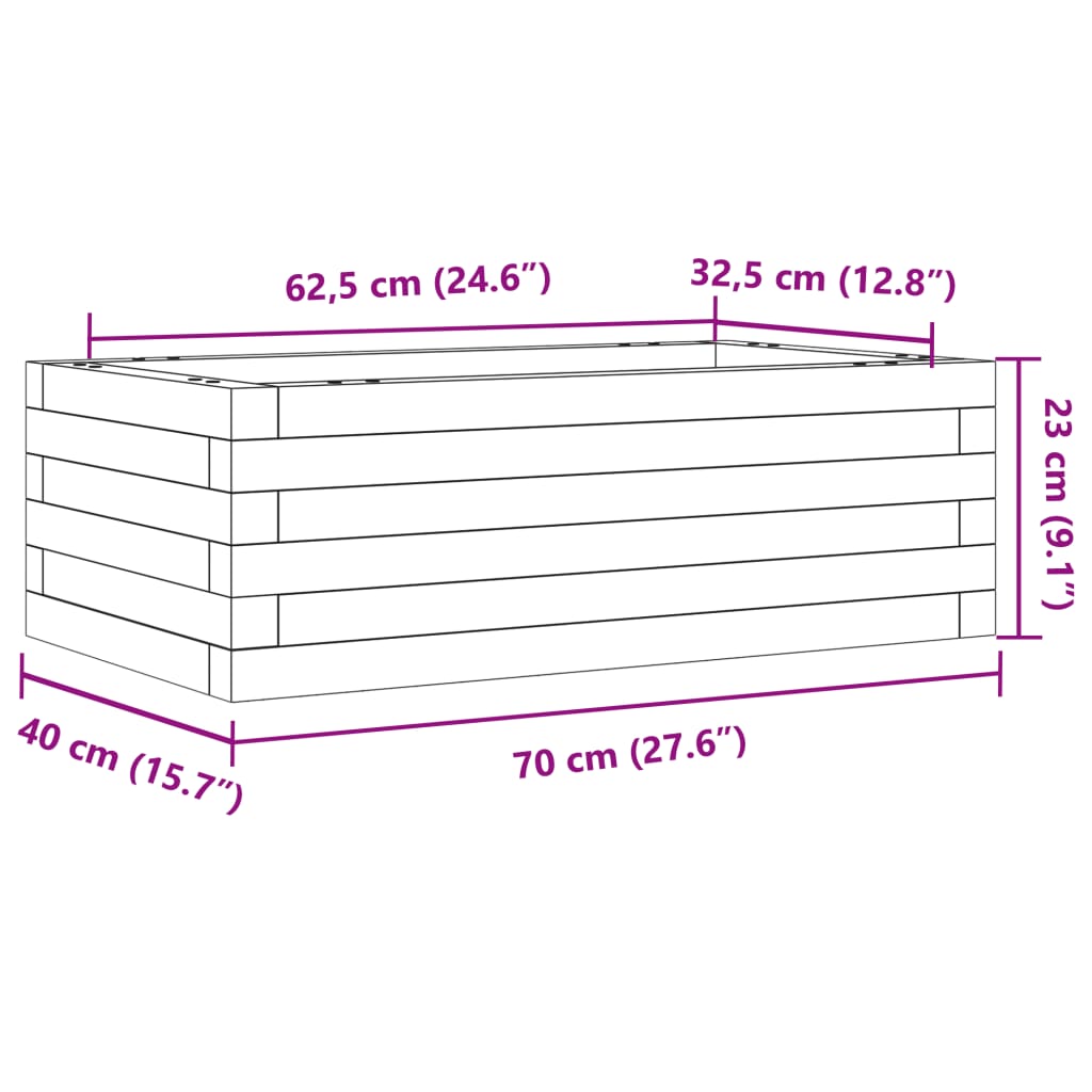 vidaXL Garden Planter 70x40x23 cm Impregnated Wood Pine