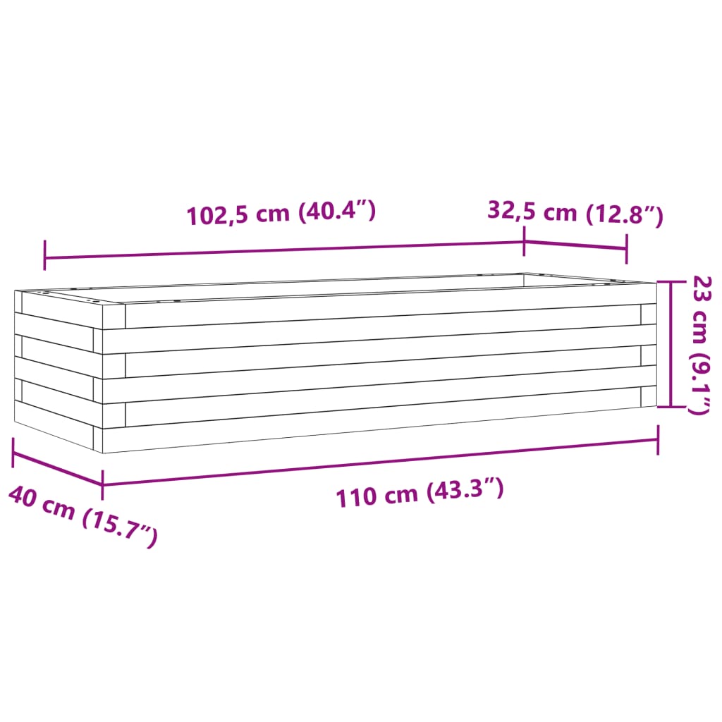 vidaXL Garden Planter Wax Brown 110x40x23 cm Solid Wood Pine