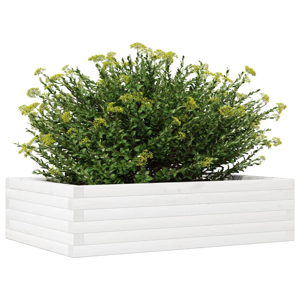 vidaXL Garden Planter White 90x60x23 cm Solid Wood Pine