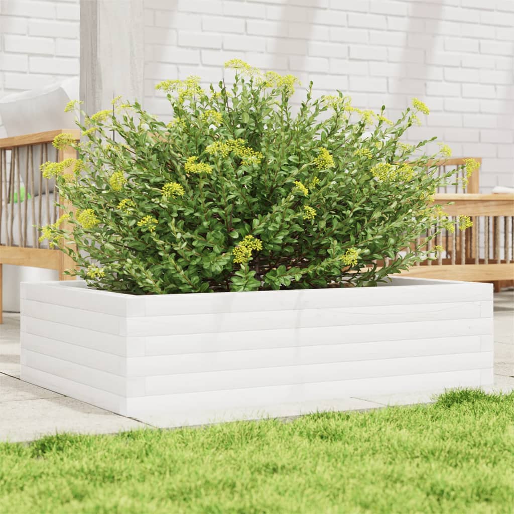 vidaXL Garden Planter White 90x60x23 cm Solid Wood Pine