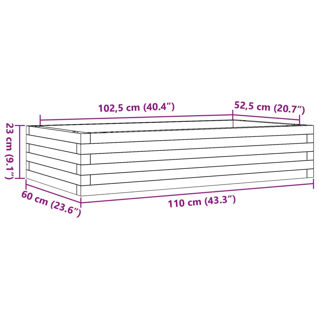 vidaXL Garden Planter 110x60x23 cm Impregnated Wood Pine