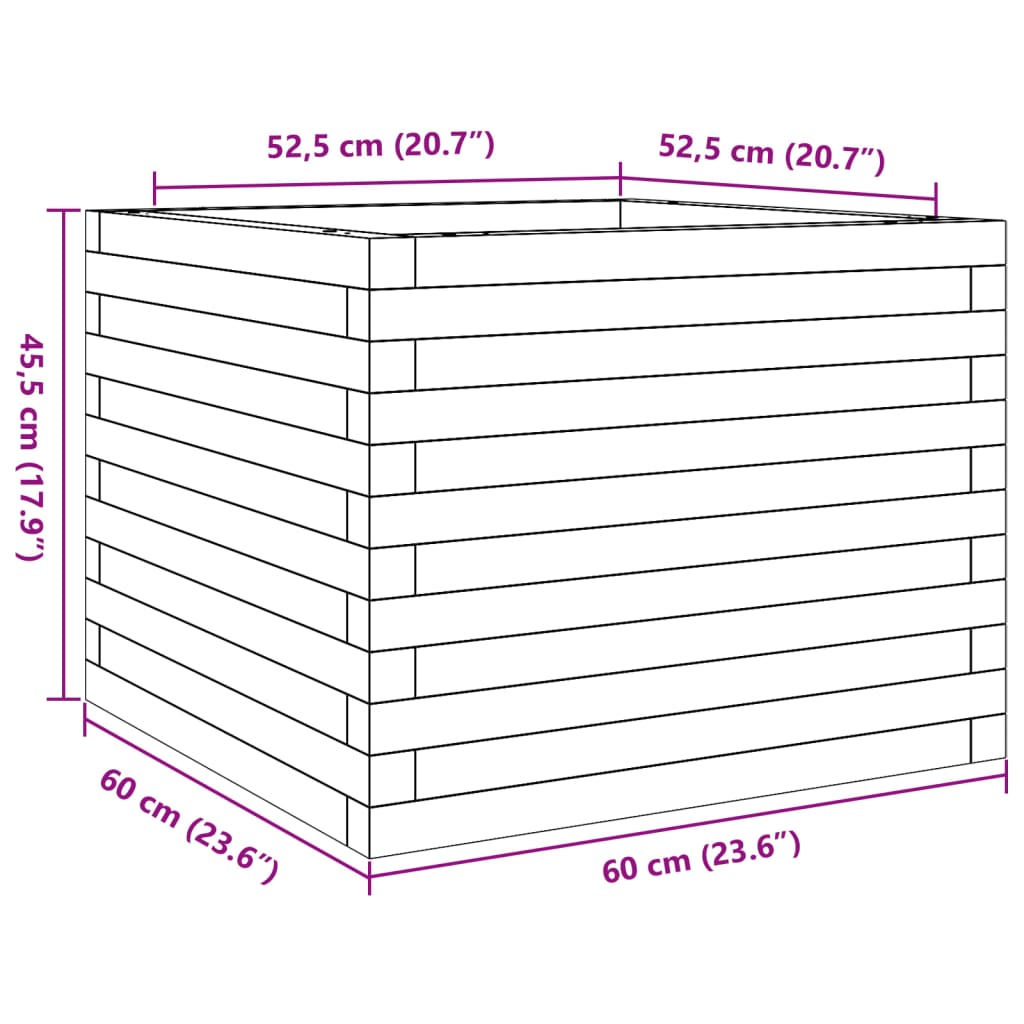 vidaXL Garden Planter 60x60x45.5 cm Solid Wood Pine