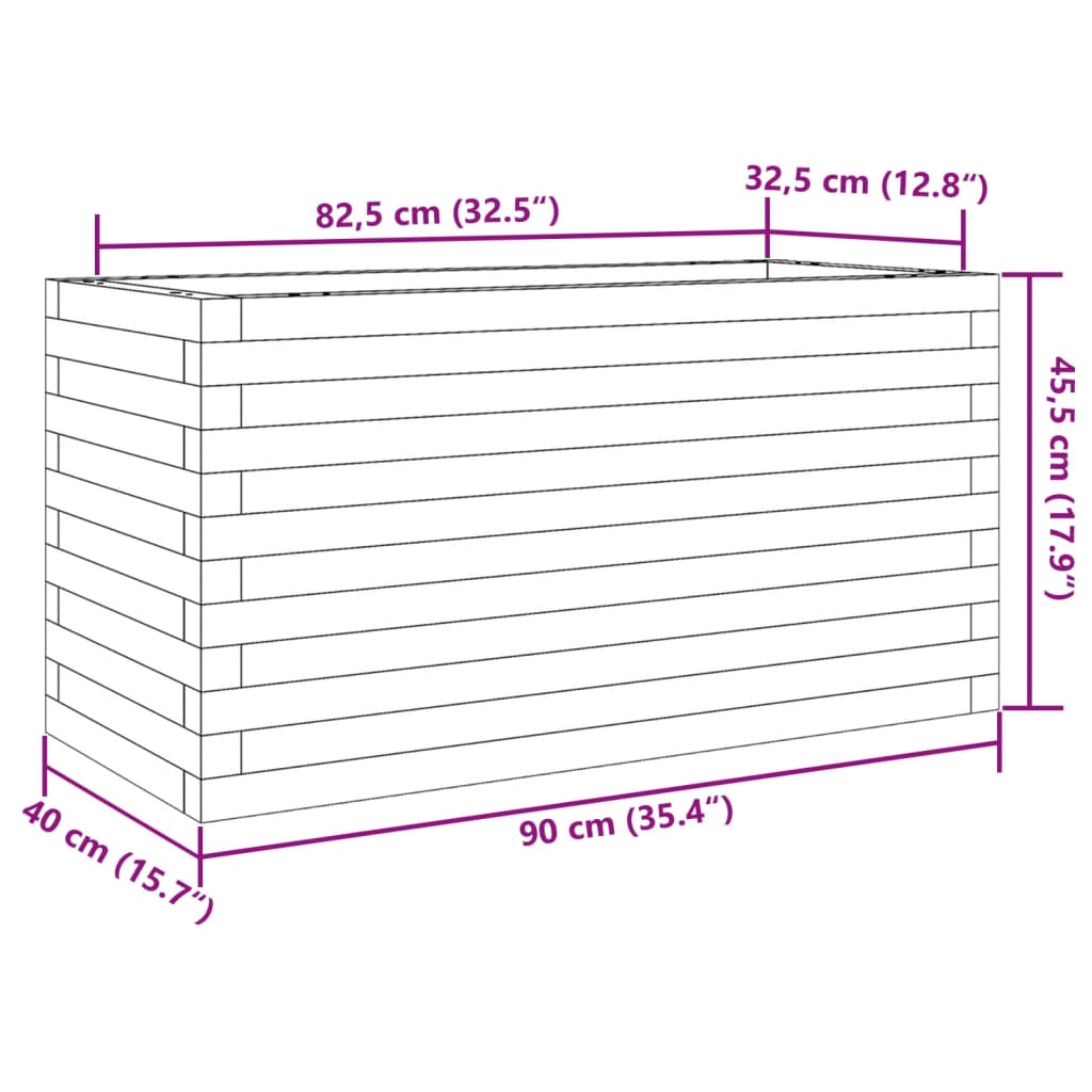 vidaXL Garden Planter 90x40x45.5 cm Solid Wood Pine