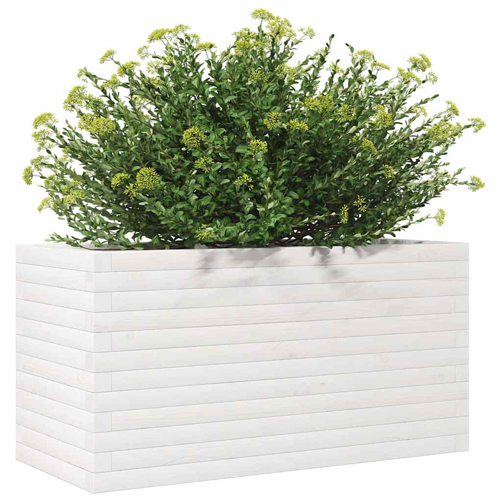 Garden Planter White 90x40x45.5 cm Solid Wood Pine