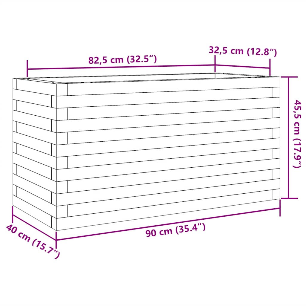 Garden Planter White 90x40x45.5 cm Solid Wood Pine