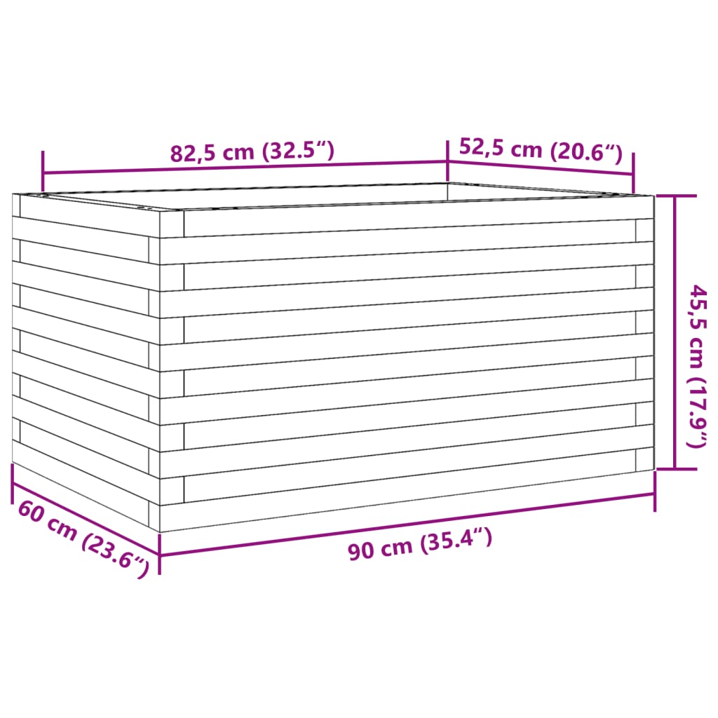 vidaXL Garden Planter 90x60x45.5 cm Solid Wood Pine