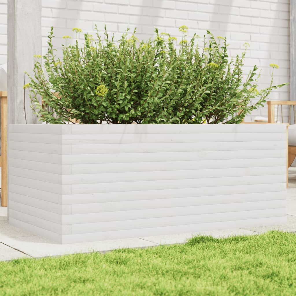 vidaXL Garden Planter White 110x60x45.5 cm Solid Wood Pine