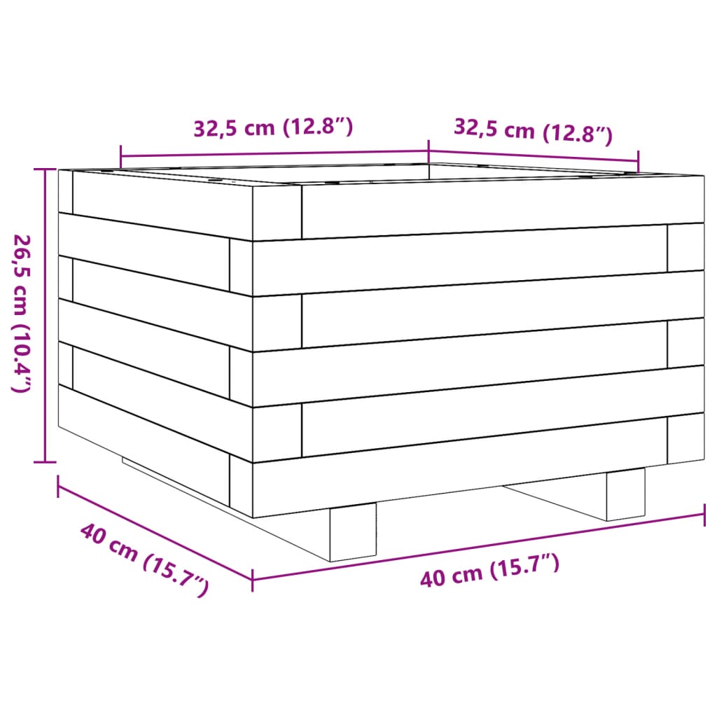 vidaXL Garden Planter 40x40x26.5 cm Impregnated Wood Pine