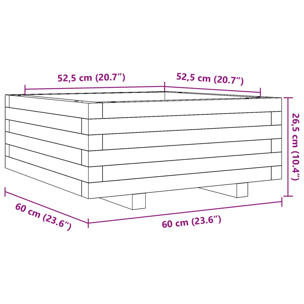 vidaXL Garden Planter 60x60x26.5 cm Impregnated Wood Pine