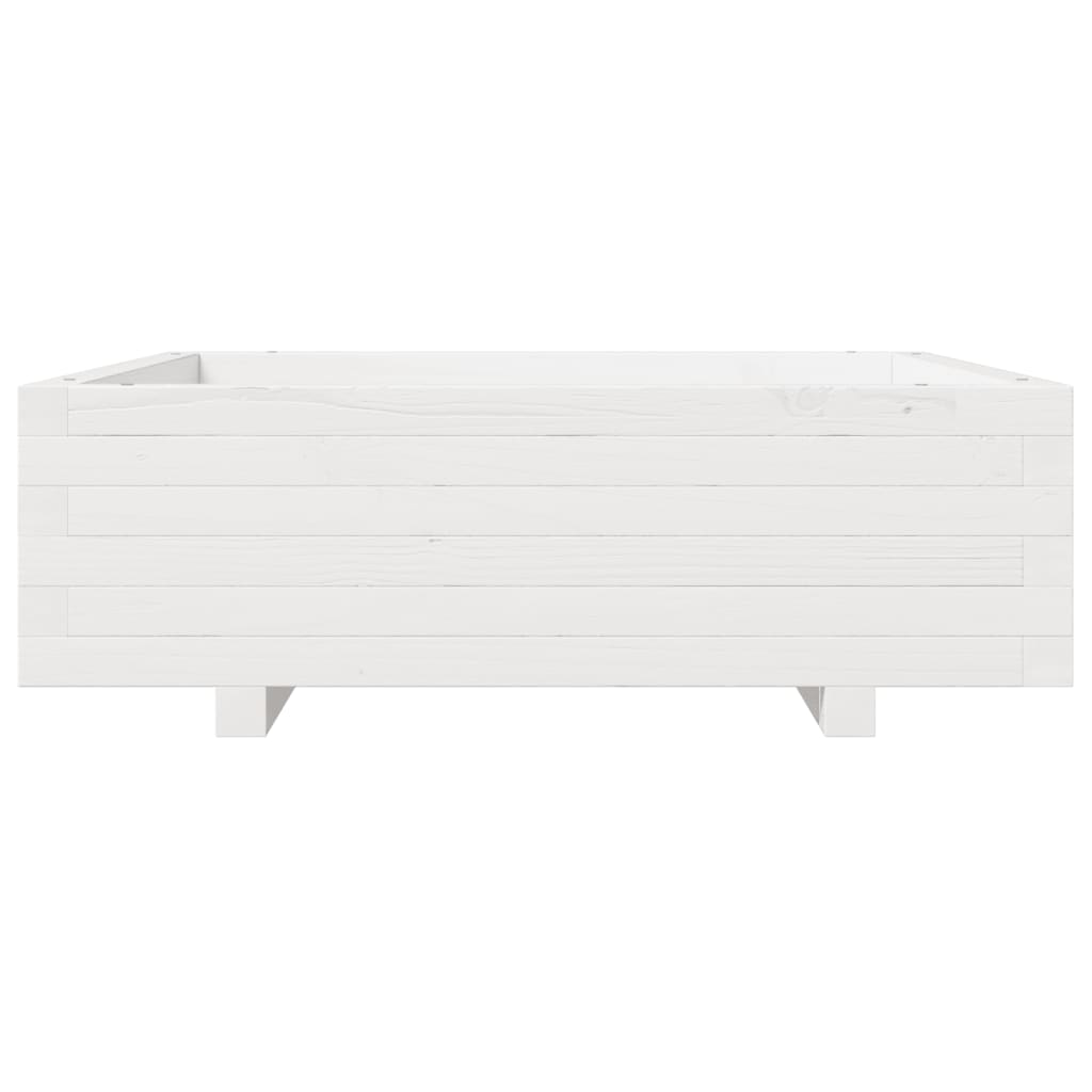 vidaXL Garden Planter White 80x80x26.5 cm Solid Wood Pine