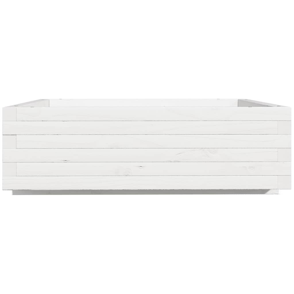 vidaXL Garden Planter White 80x80x26.5 cm Solid Wood Pine