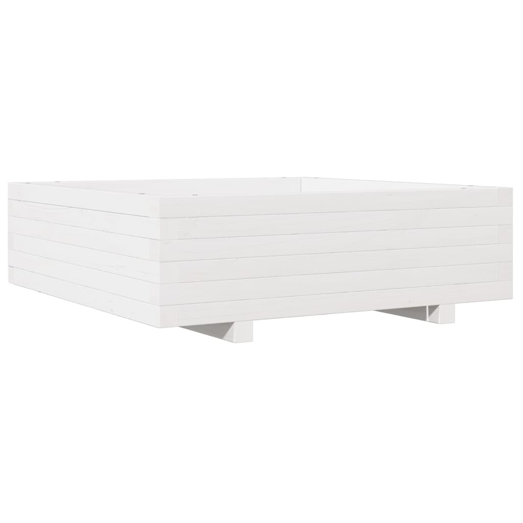 vidaXL Garden Planter White 80x80x26.5 cm Solid Wood Pine